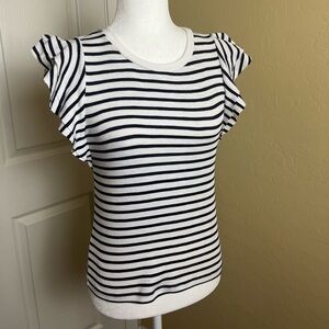 Gap Navy and White Stripe Flutter Sleeve T-Shirt Size XS